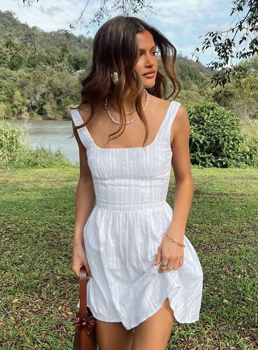 Robe Été Courte Décolleté V en Dentelle Féminine - PanierRoyale