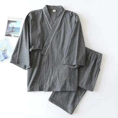 Combinaison Homme Décontractée avec Kimono et Pantalon de Lin