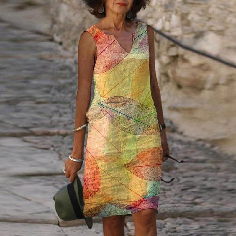 Robe Été Florale Col V – Taille Élégante et Fluidité Parfaite - PanierRoyale