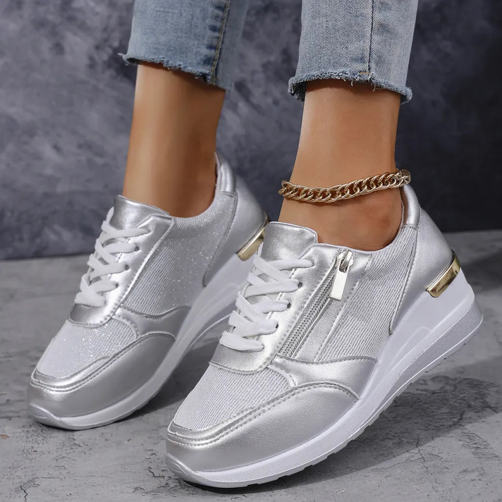 Baskets Femme Semelle Amortissante Zip Latéral Confort