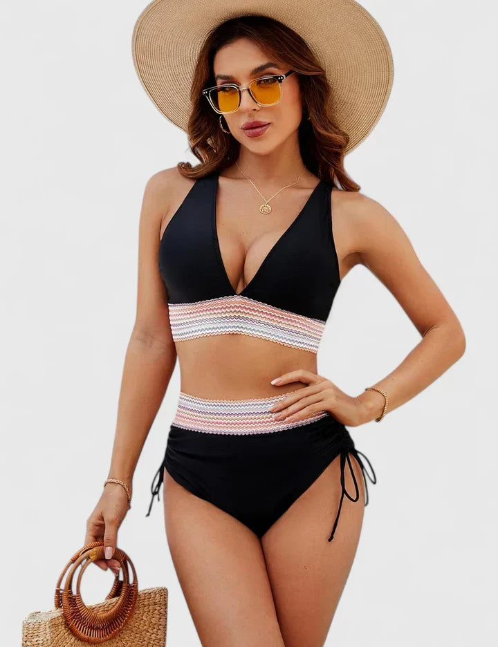 Bikini Deux Pièces Femme Crochet Liens Latéraux Col V Halter
