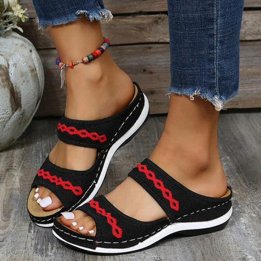 Sandales Talons Hauts Femmes Rouge Noir Chic - PanierRoyale