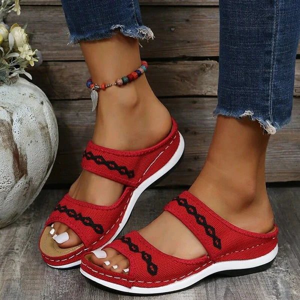 Sandales Talons Hauts Femmes Rouge Noir Chic