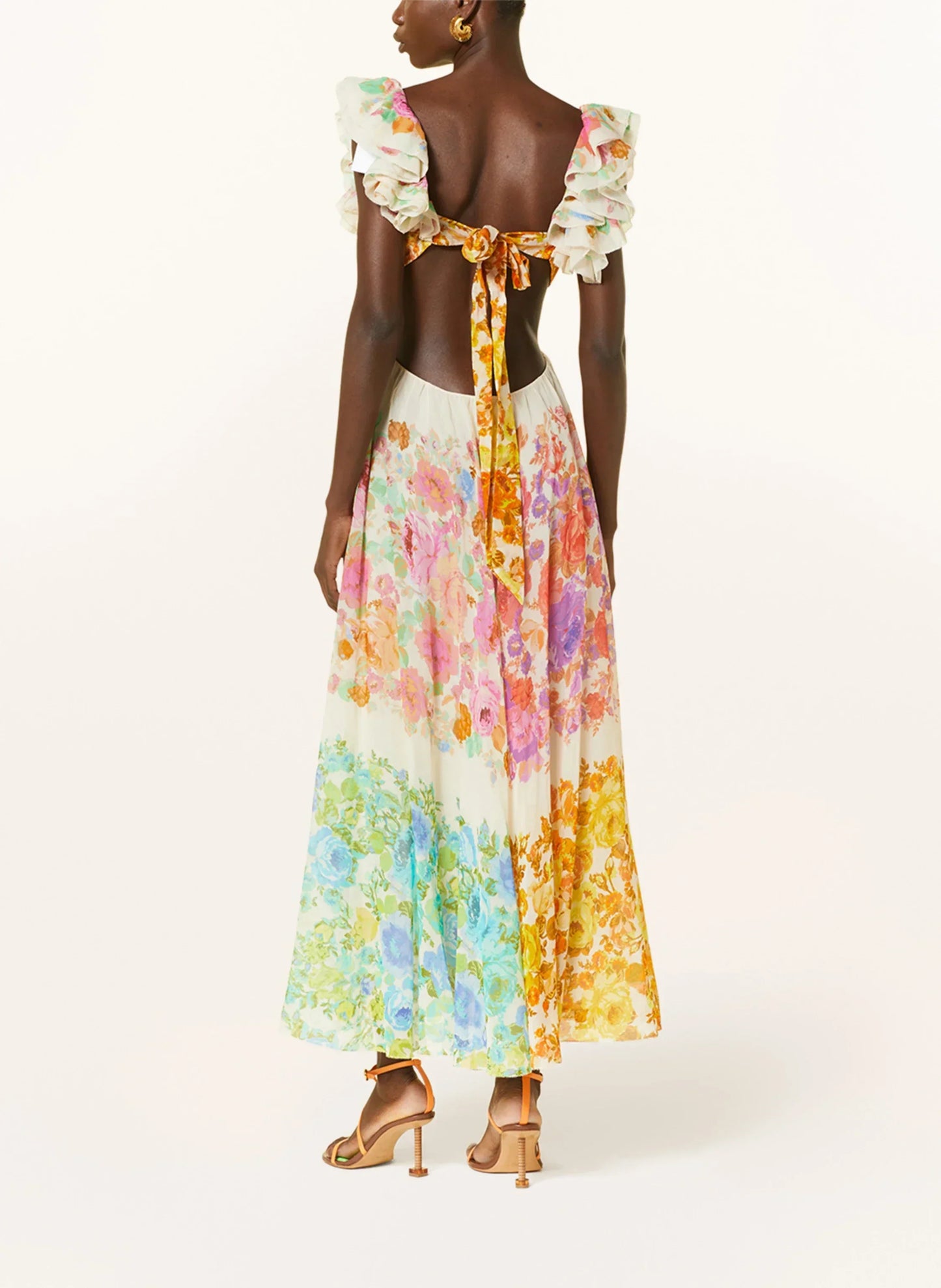 Robe Fleurie Pour Femme, Col en V et Bretelles Volants