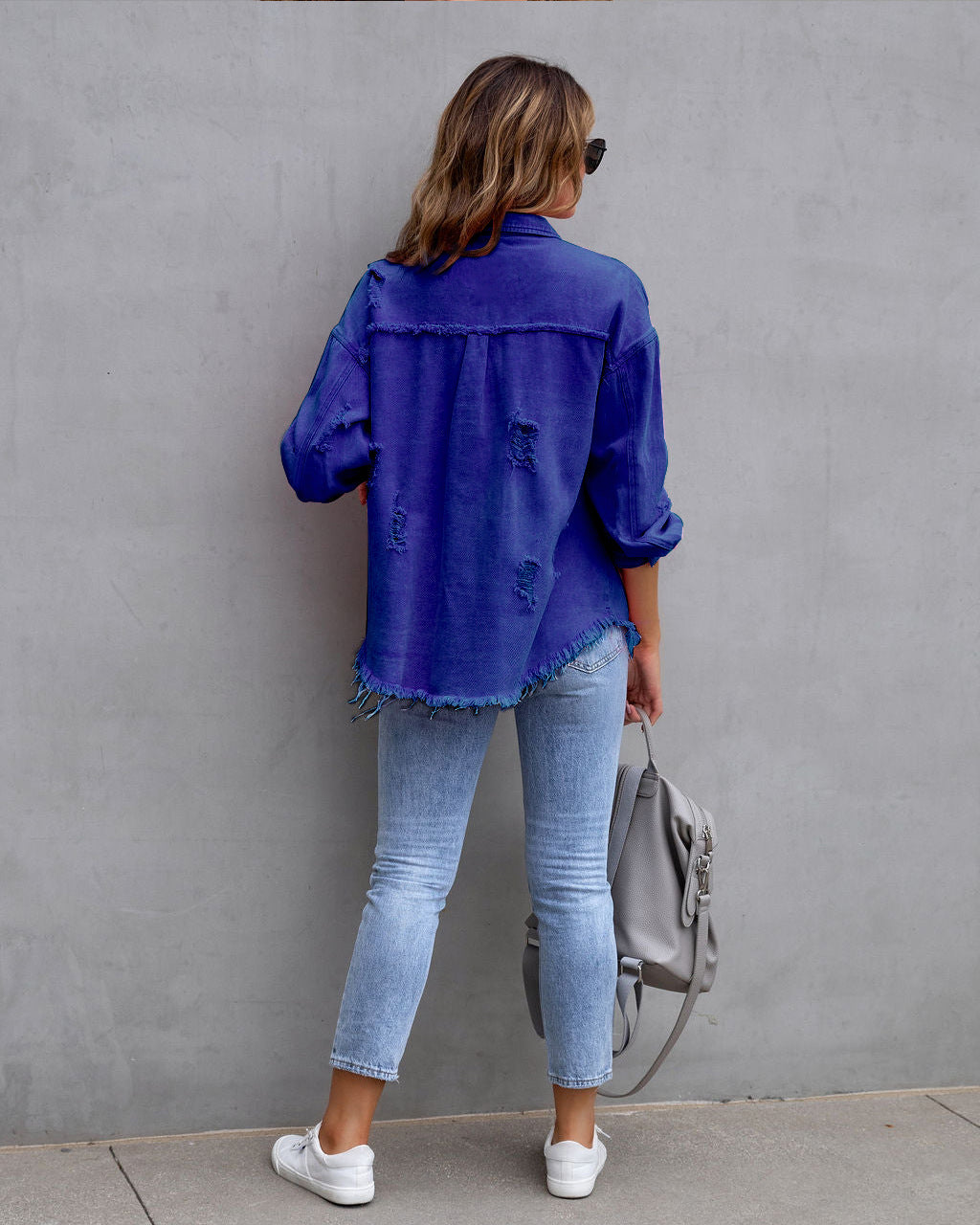 Veste denim femme tendance bleu foncé