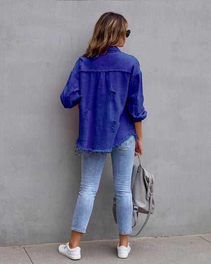 Veste denim femme tendance bleu foncé