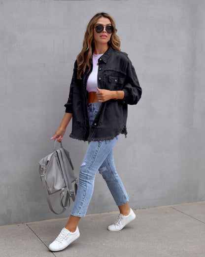 Veste denim femme tendance bleu foncé