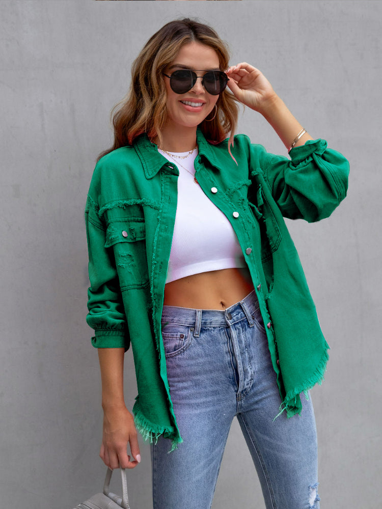 Veste denim femme tendance bleu foncé