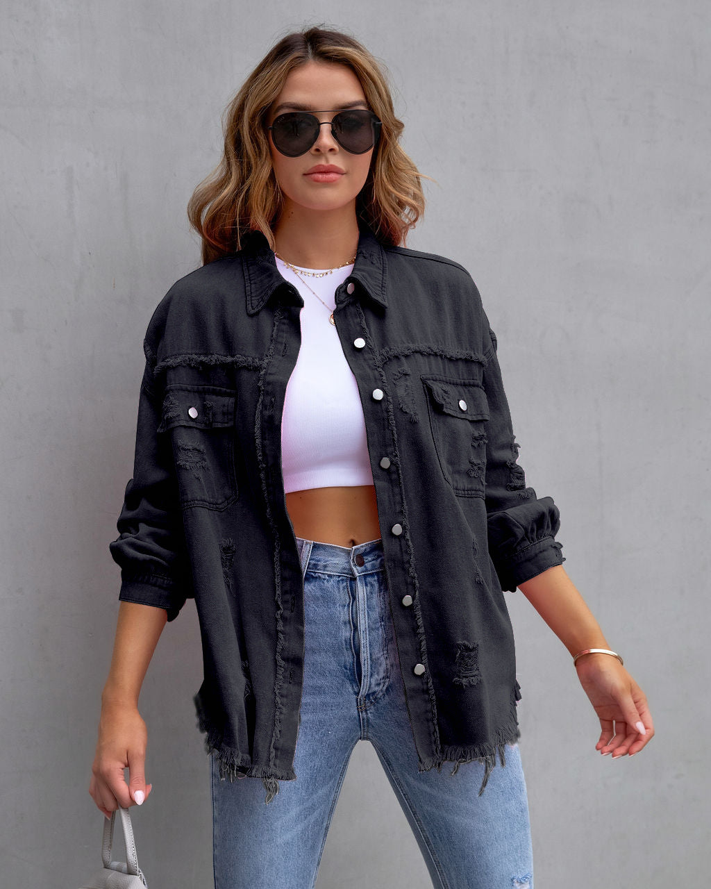 Veste denim femme tendance bleu foncé