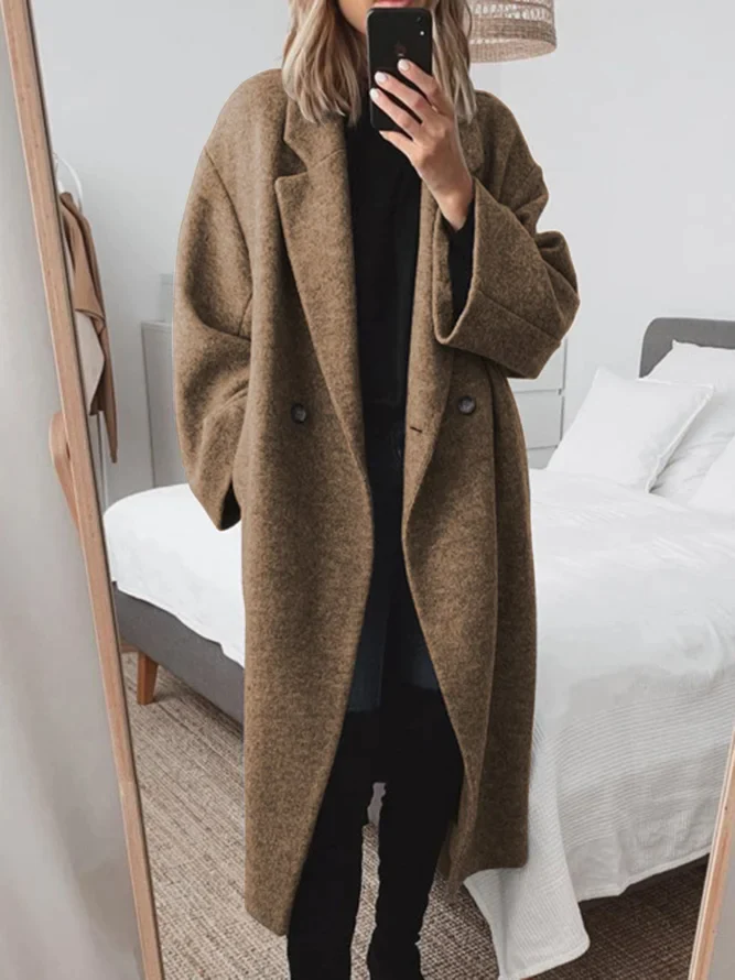 Manteau Femme Long en Laine Douce et Chaud Hiver