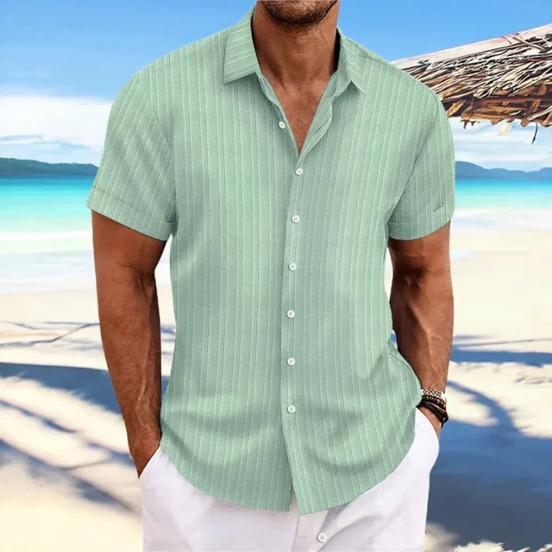 Chemise Homme à Rayures Vertes pour Été - PanierRoyale