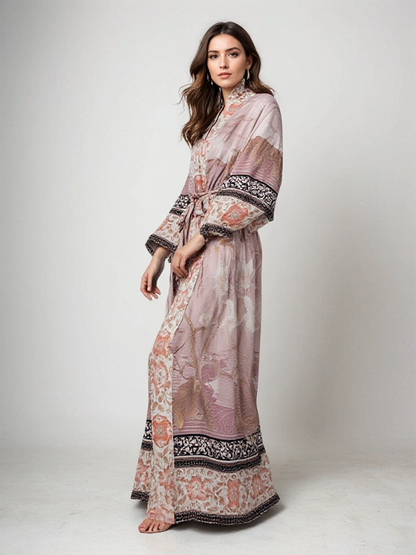 Robe Maxi Femme Mousseline Imprimé Floral Style Bohème - PanierRoyale
