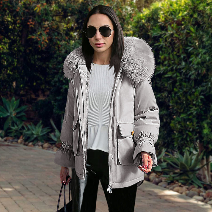 Veste D'hiver Femme avec Capuche et Poches Réchauffantes