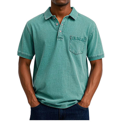 Chemise Homme Lin Coton avec Manches Courtes et Poche