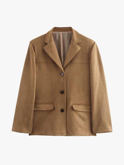 Blazer en cuir synthétique brun classique