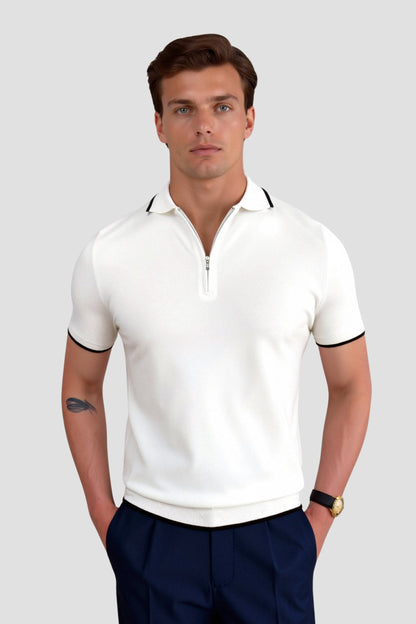 Chemise Polo Classique à Fermeture Éclair Contraste