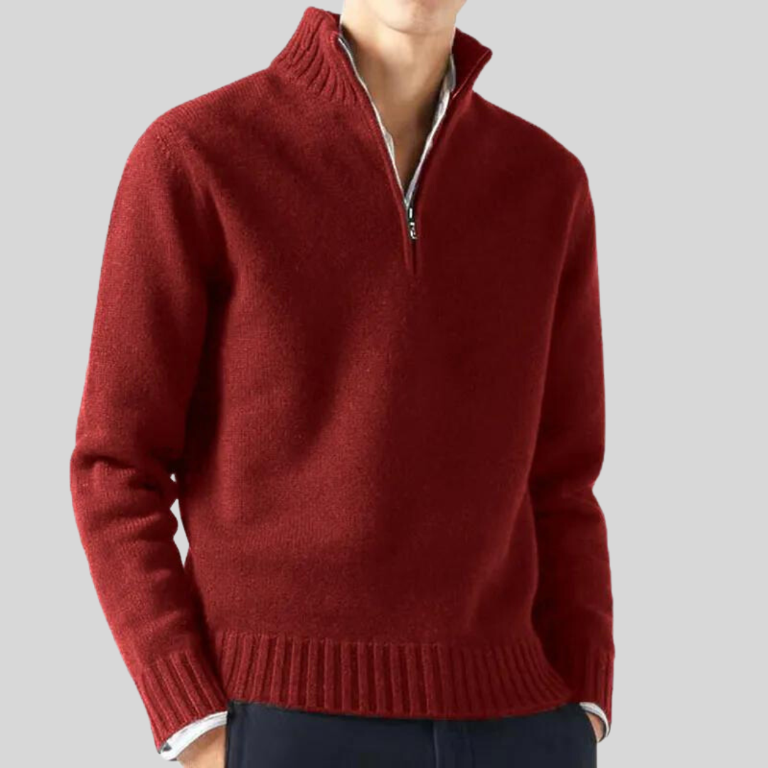 Pull Luxe à Fermeture Éclair Mi-Hauteur
