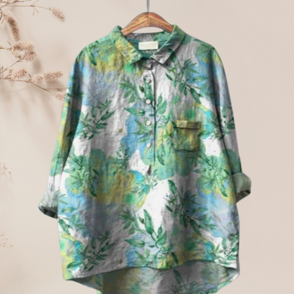 Chemisier femme en soie imprimé floral chic