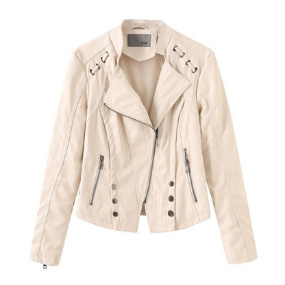 Blouson Moto Femme Noir Cuir Élégant