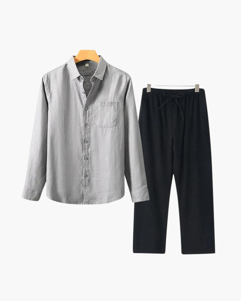 Costume Homme Lin En 2 Pièces Été Décontracté