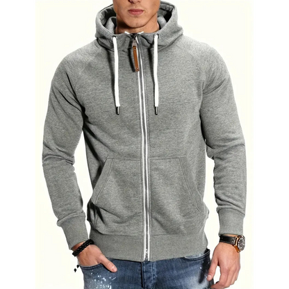 Sweat à capuche zippé noir manches longues