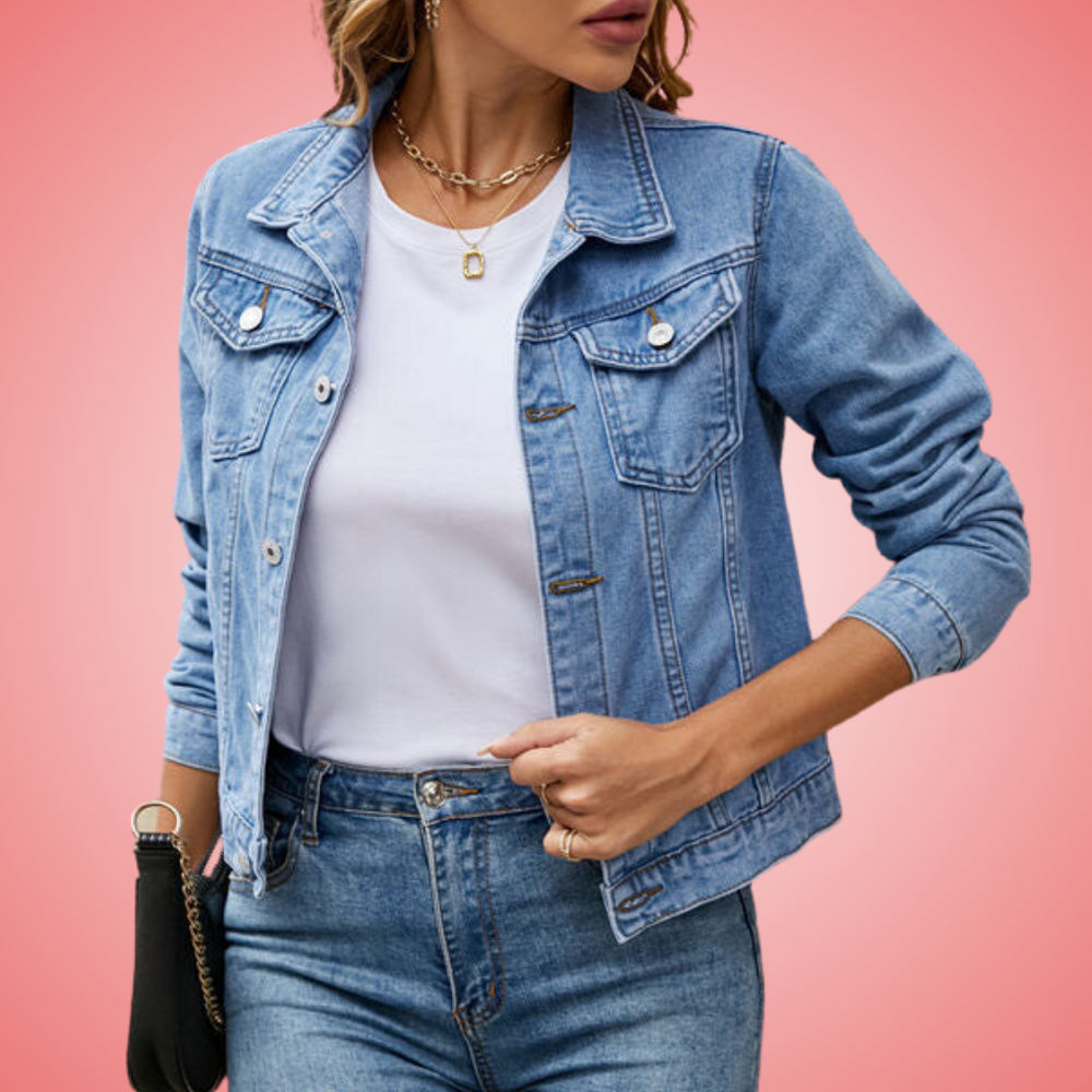 Veste Jean Blanc Femme Élégante Manches Longues