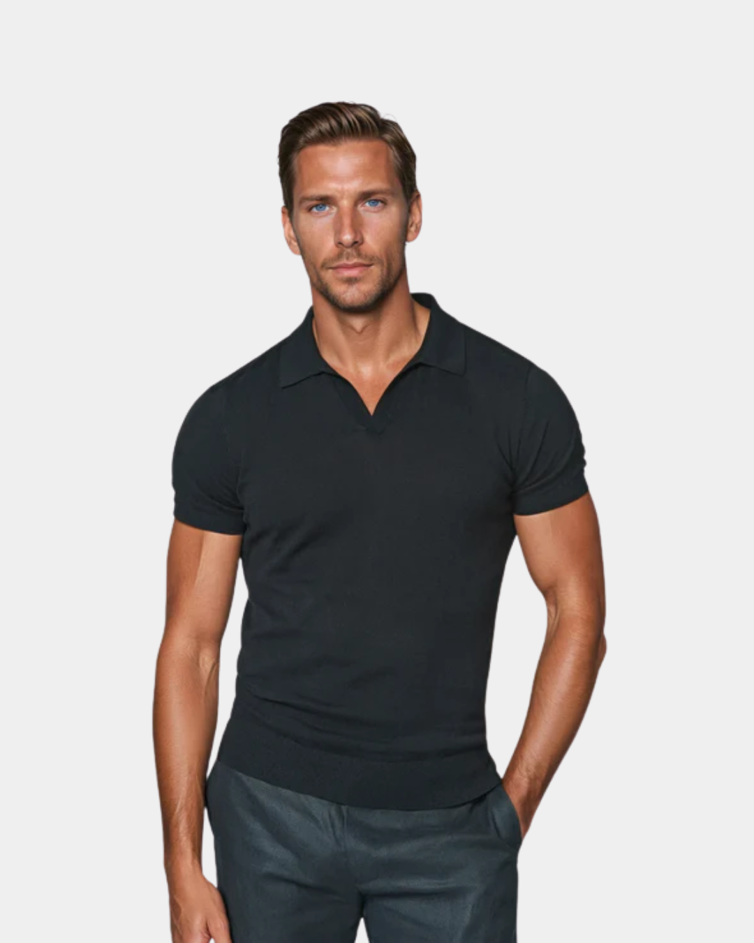 Pull Polo Homme Minimaliste Col V - BerlinGlamour