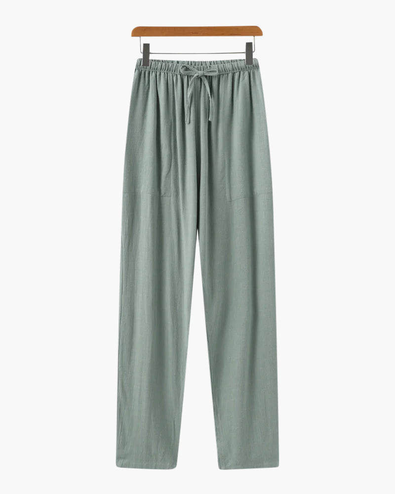 Pantalon Lin Slim Fit Homme pour Été en Lin avec Cordons
