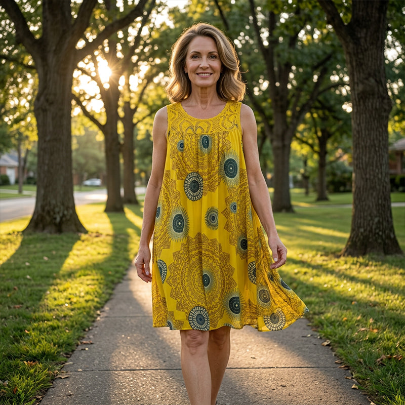 Robe ample Femme Sans Manches Dentelle Imprimée