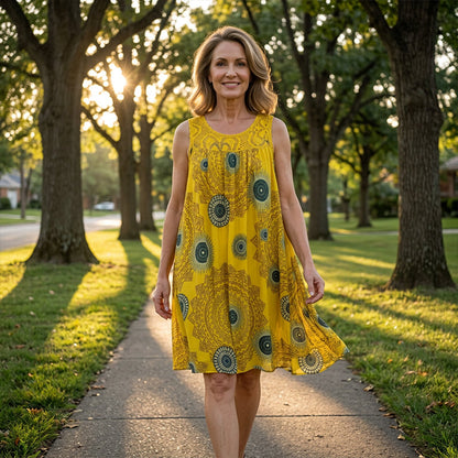 Robe ample Femme Sans Manches Dentelle Imprimée