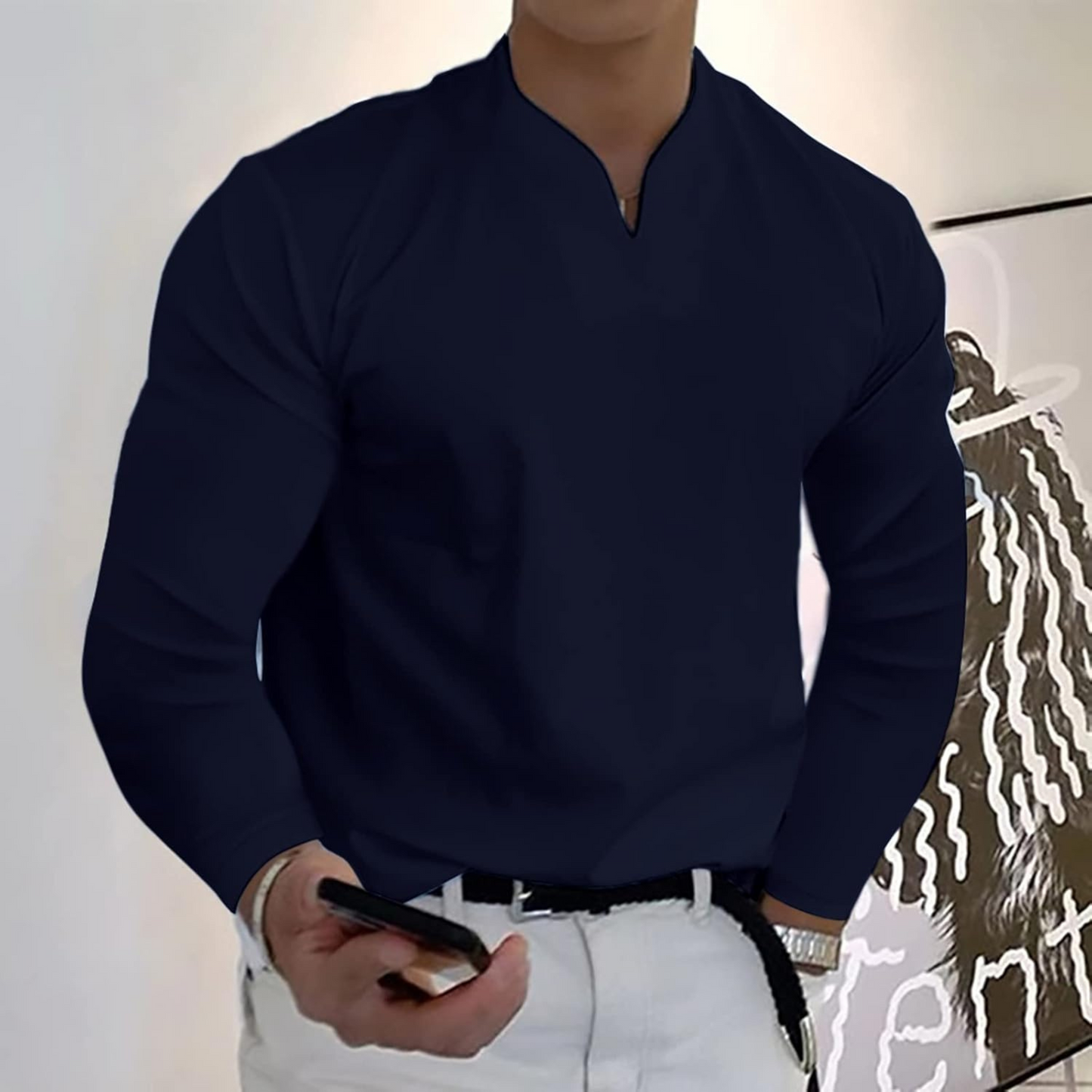 Polo Homme Manches Longues Séchage Rapide et Confortable