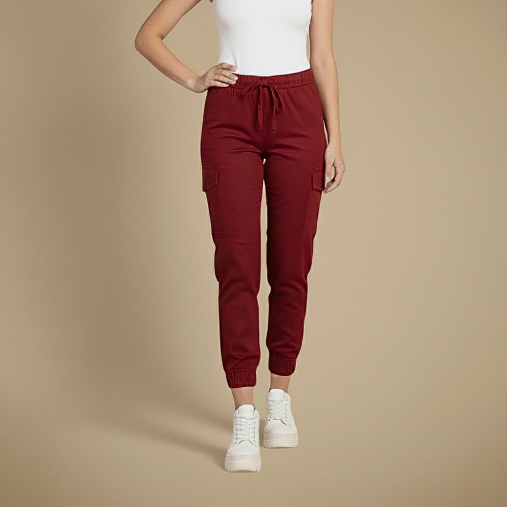 Pantalon Jogging Femme Élastique Confort avec Poches