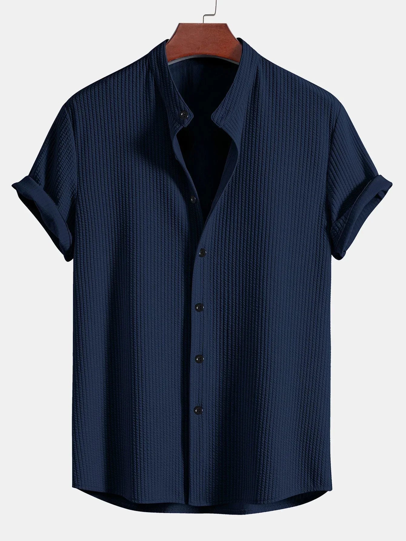 Chemise Polo Homme Lin Coton Classique avec Col Montant