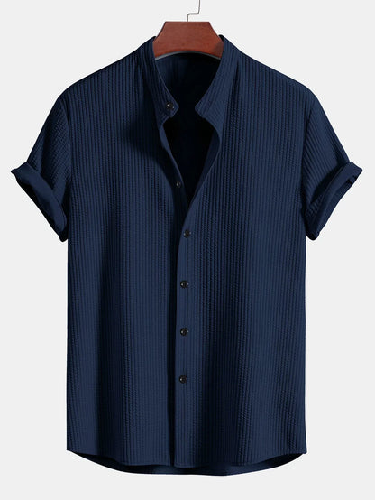Chemise Polo Homme Lin Coton Classique avec Col Montant