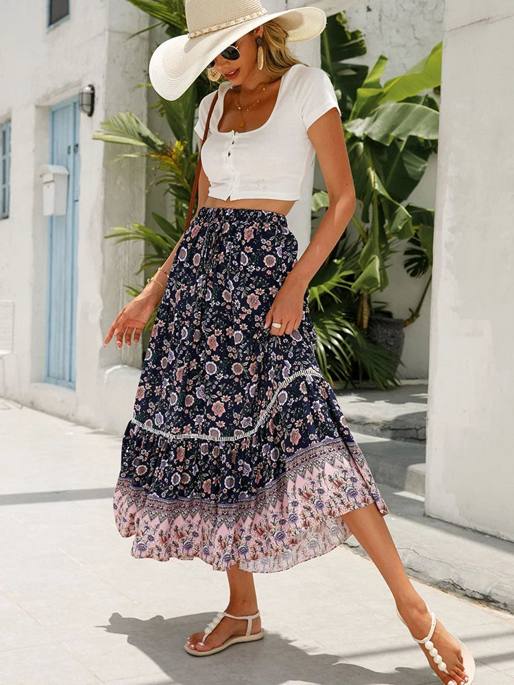 Jupe Décontractée Florale Chic Été