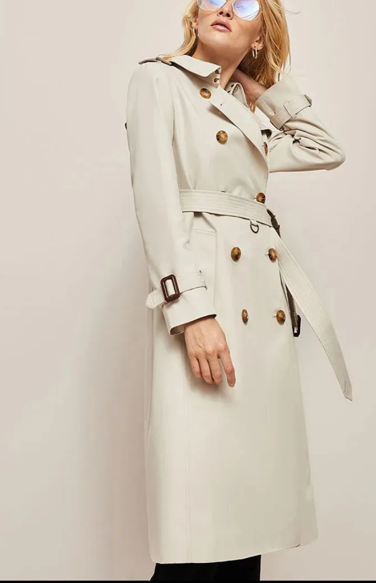 Manteau Femme Long Élégant avec Col Revers