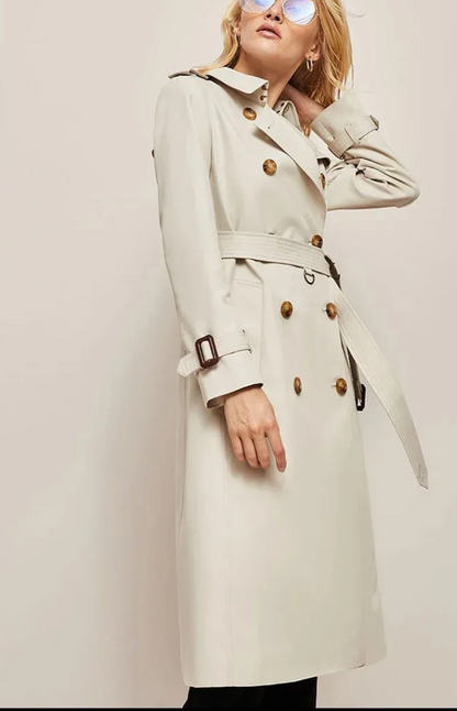 Manteau Femme Long Élégant avec Col Revers