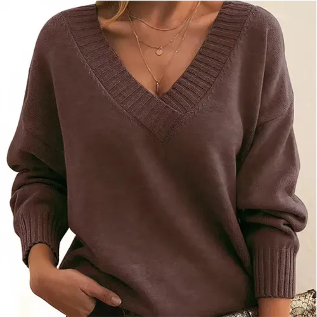 Pull Femme Col V Doux et Chaude pour Hiver