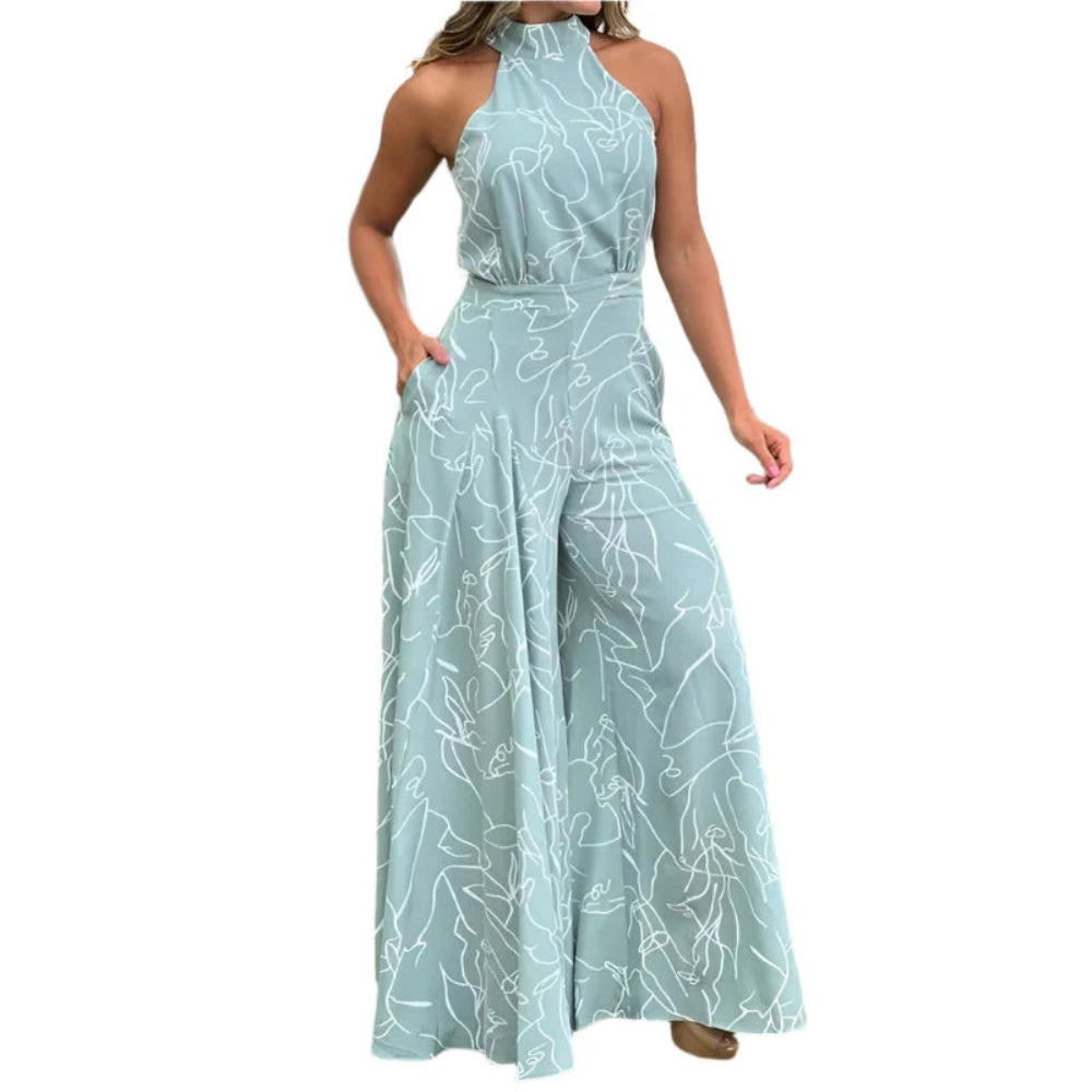 Robe Combinaison Col Rond Imprimé Fleuri Élégante