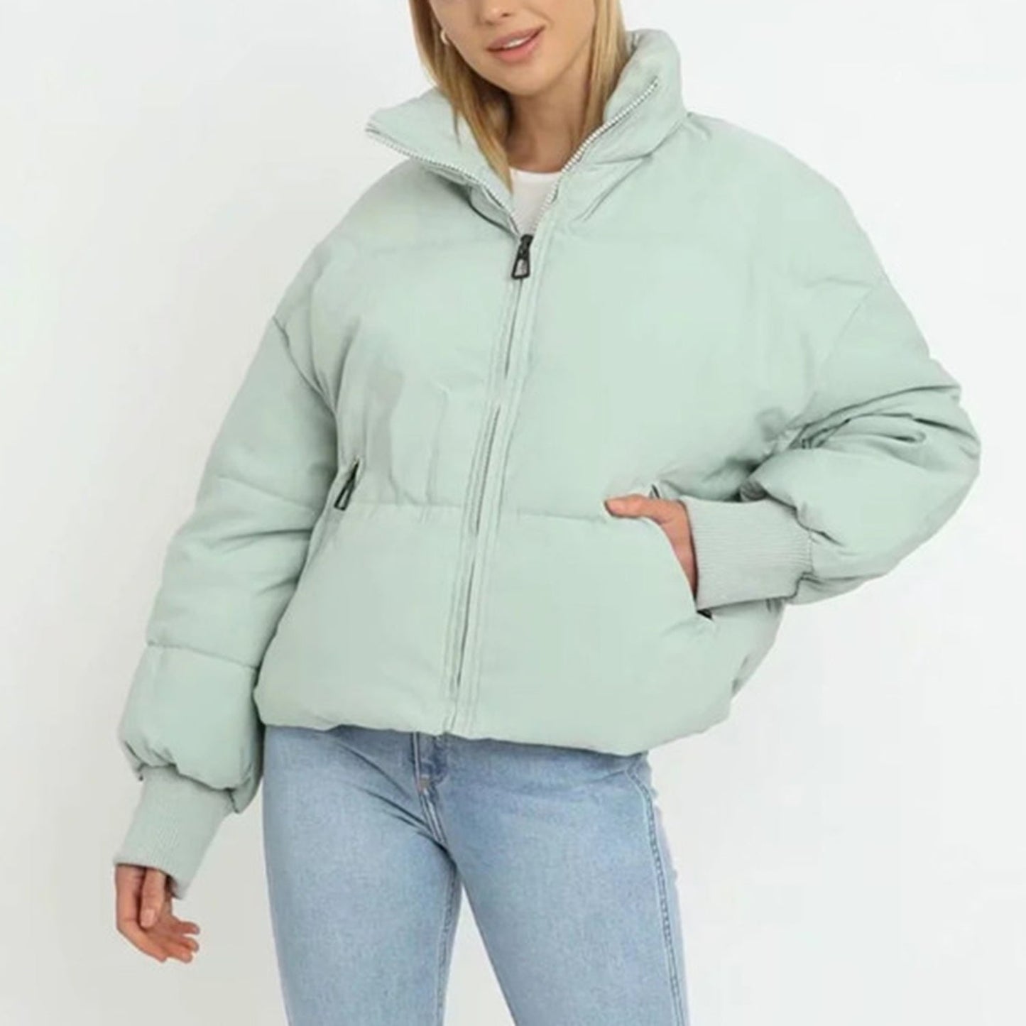 Veste Doudoune Femme Courte et Légère Fermeture Éclair