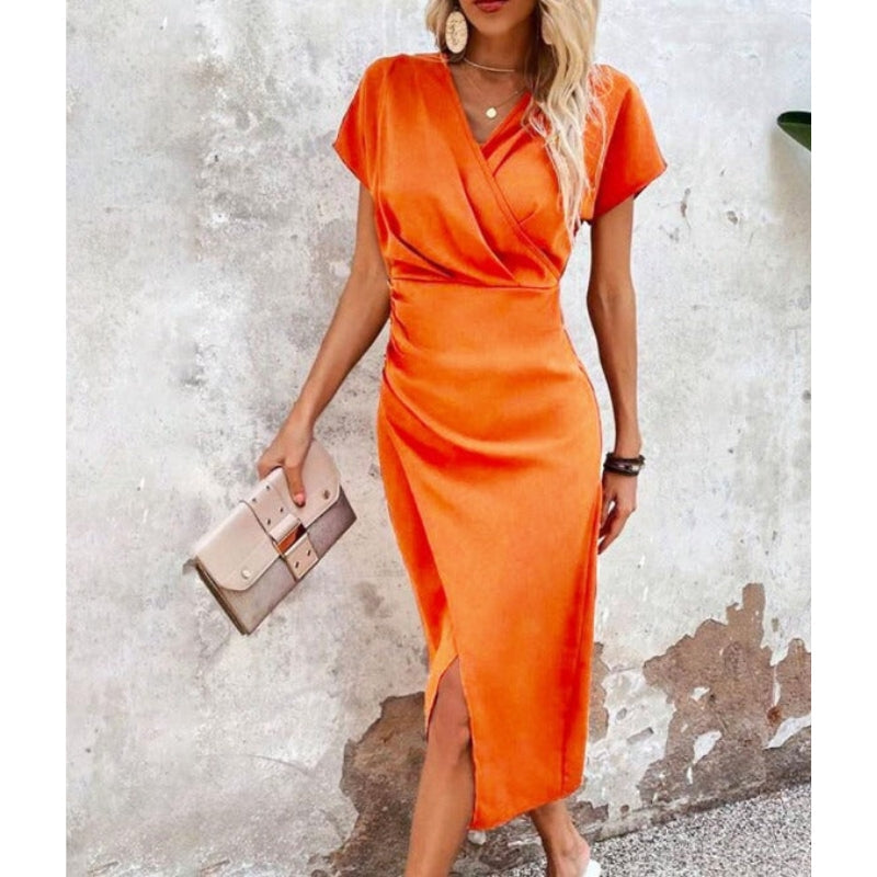 Robe femme séductrice décolleté profond manches courtes - PanierRoyale