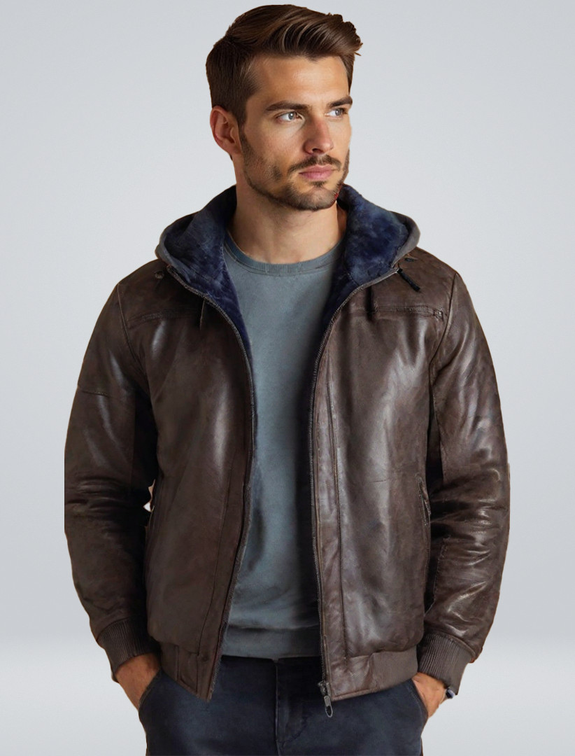 Parka Hiver Cuir Noir avec Capuchon - BerlinGlamour