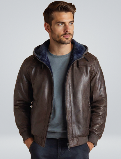 Parka Hiver Cuir Noir avec Capuchon - BerlinGlamour