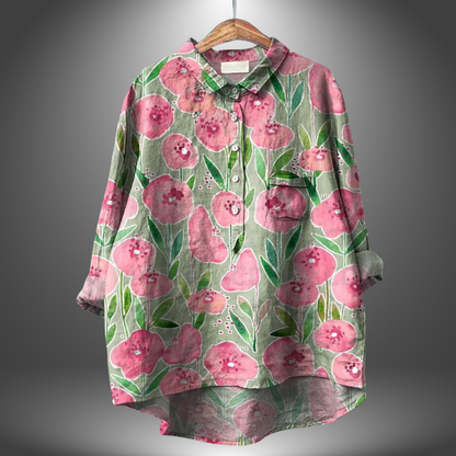 Chemise Manches Courtes Florale Femme Élégante