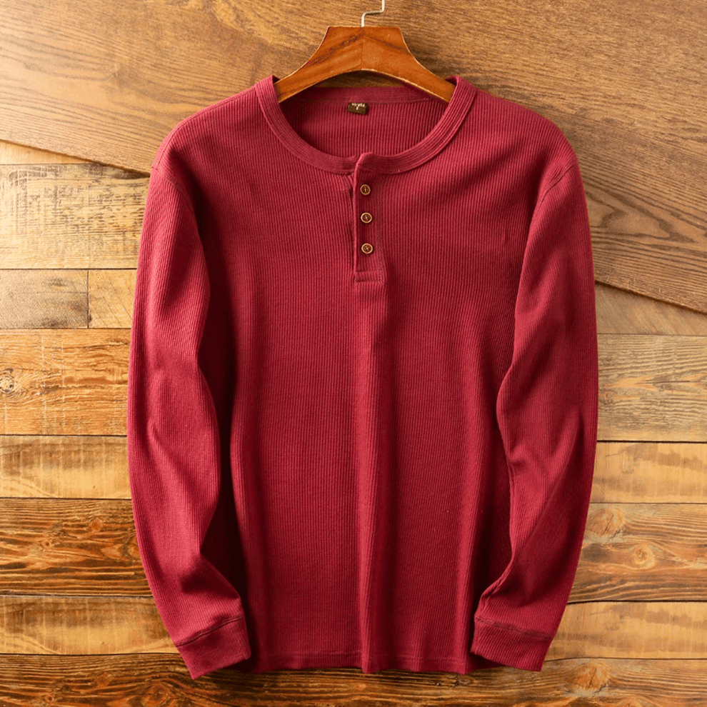 Pull en Col Henley Manches Longues pour Homme