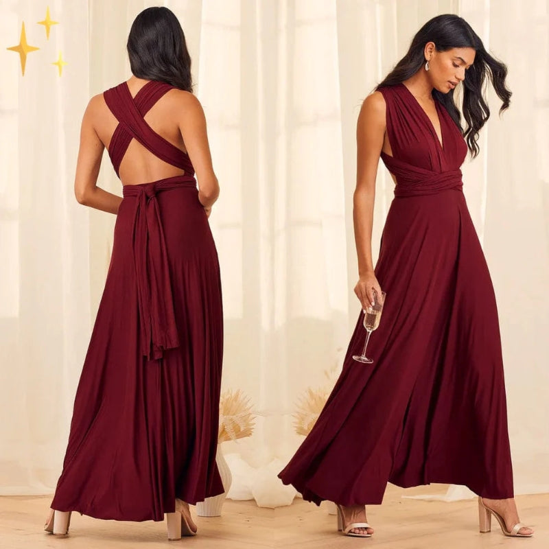Robe Cocktail Élégante Sans Manches Décolleté Plongeant