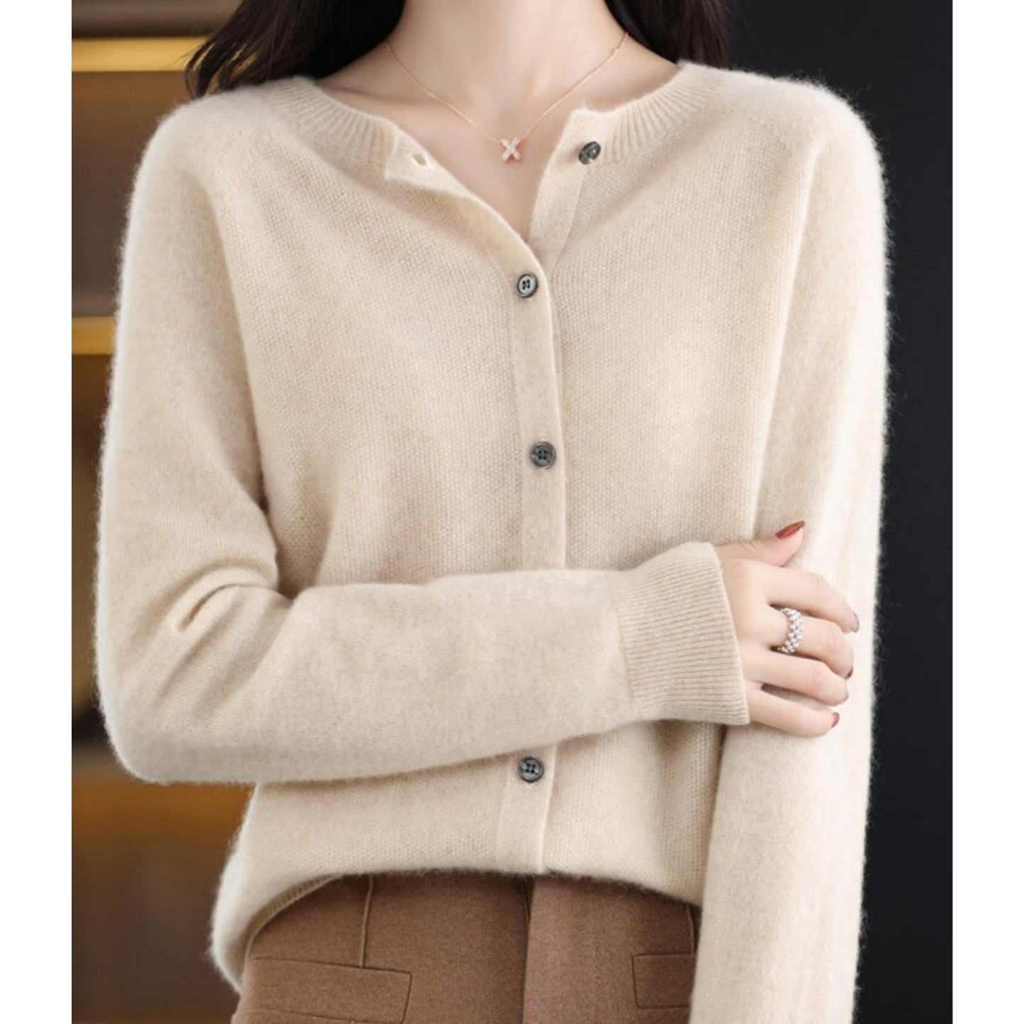 Cardigan Femme Tricot Classique Boutons