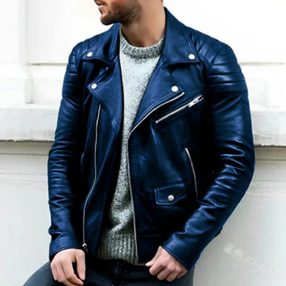Blouson Cuir Homme Motard Vintage - PanierRoyale