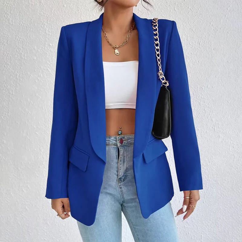 Blazer Femme Élégant Revers Cranté Décontracté