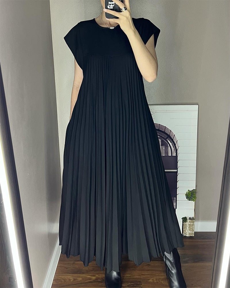 Robe longue Femme Fluide Sans Manches Col Rond Poches Décontractée